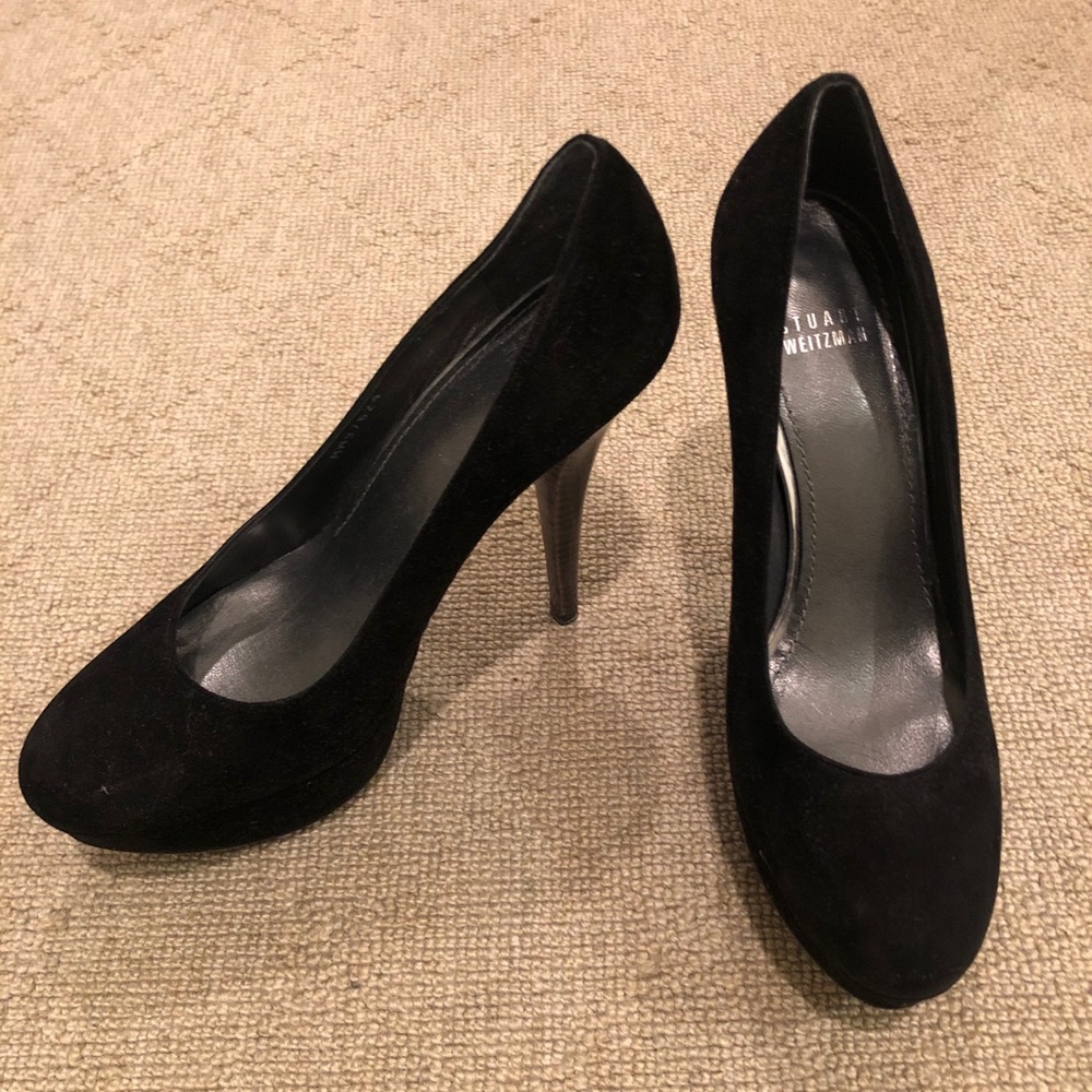 Stuart Weitzman black suede pumps